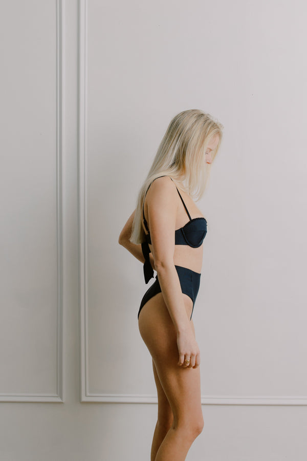 Black High Waisted Two Piece Set